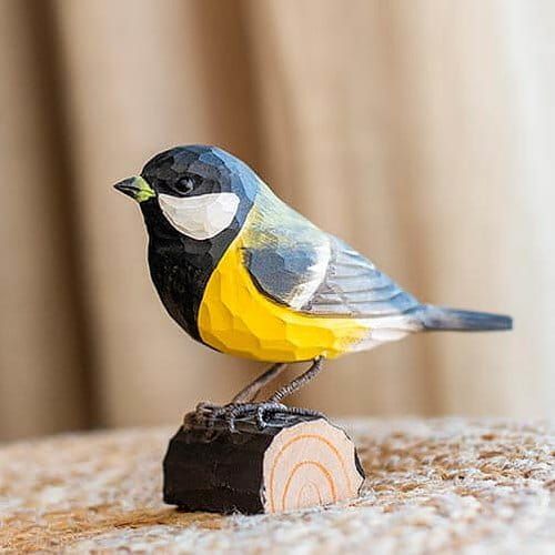 Koolmees hout/ handgemaakt