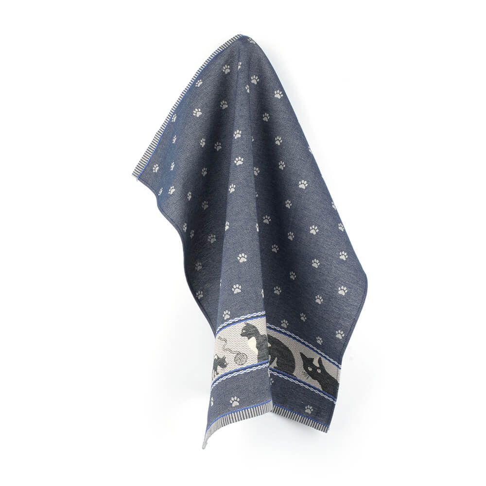 Theedoek Cats Donkerblauw