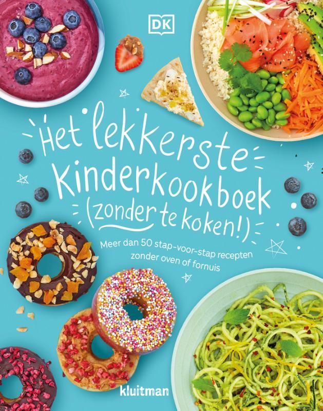 Cover of a cookbook with various colorful no-cook dishes. Text: 