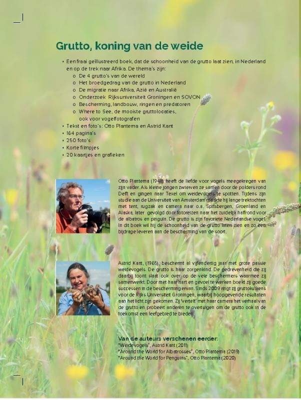 Een zwarte grutto in het groene gras. Op de boekomslag staat 