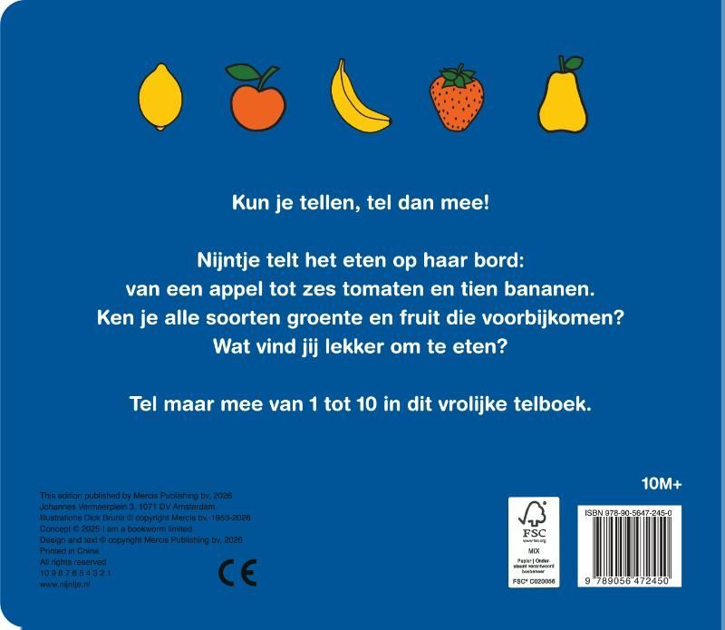 Dick Bruna; nijntje telboek, groente en fruit