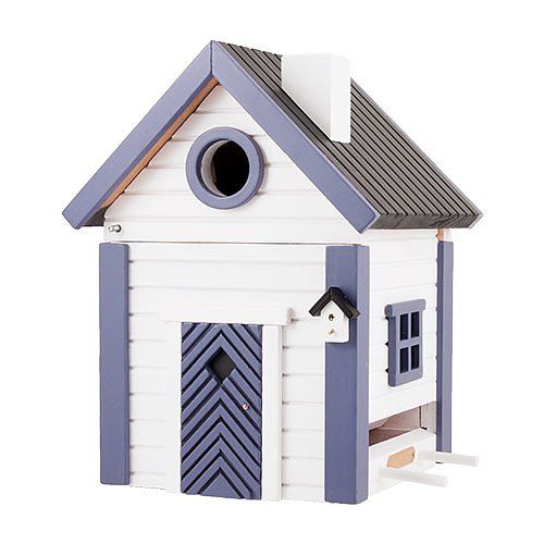 Voederhuisje/ nestkastje (wit/blauw huisje)