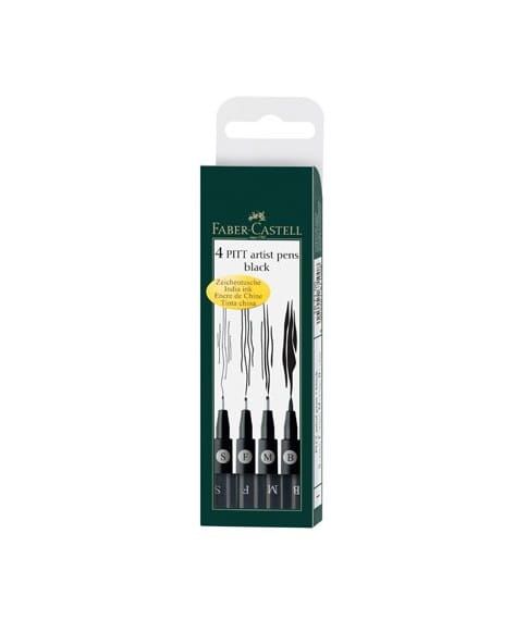 Een set Faber-Castell Pitt artist pennen in het zwart.