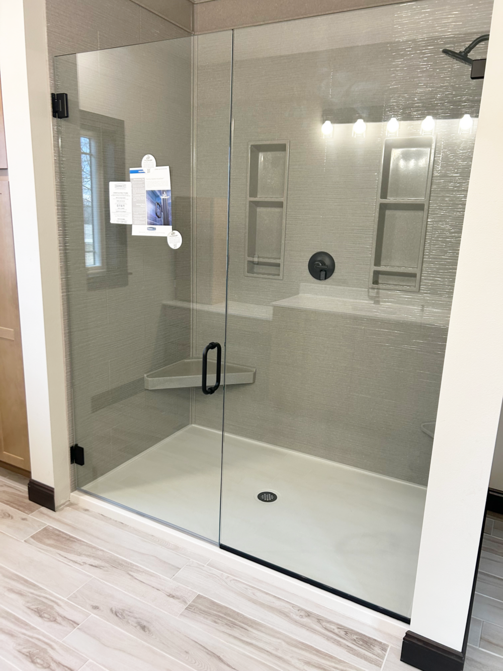 Celesta Panel Door Panel with Clear glass and Matte Black metal finish