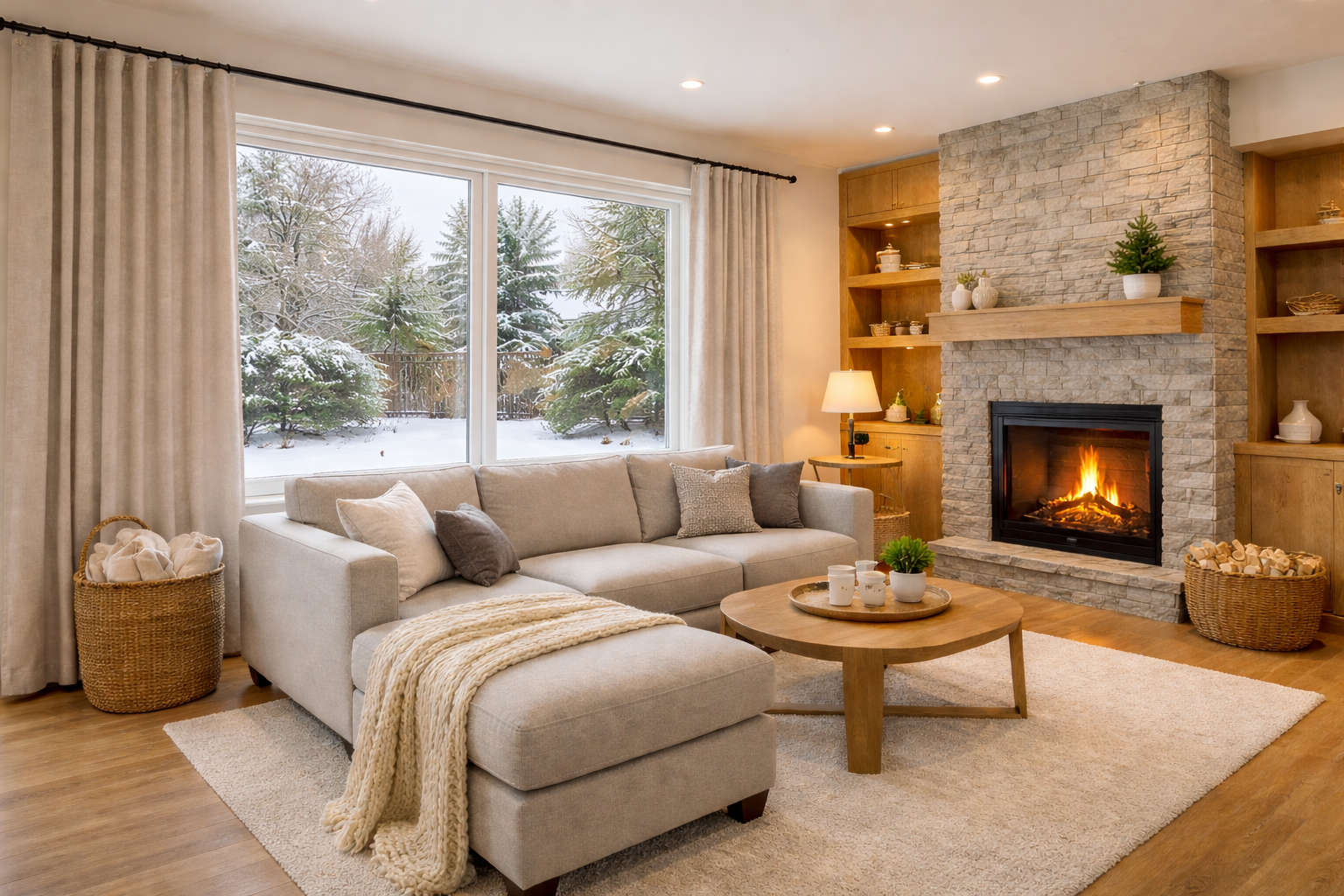 Energy-efficient living room remodeling with large windows in Ogden, Utah