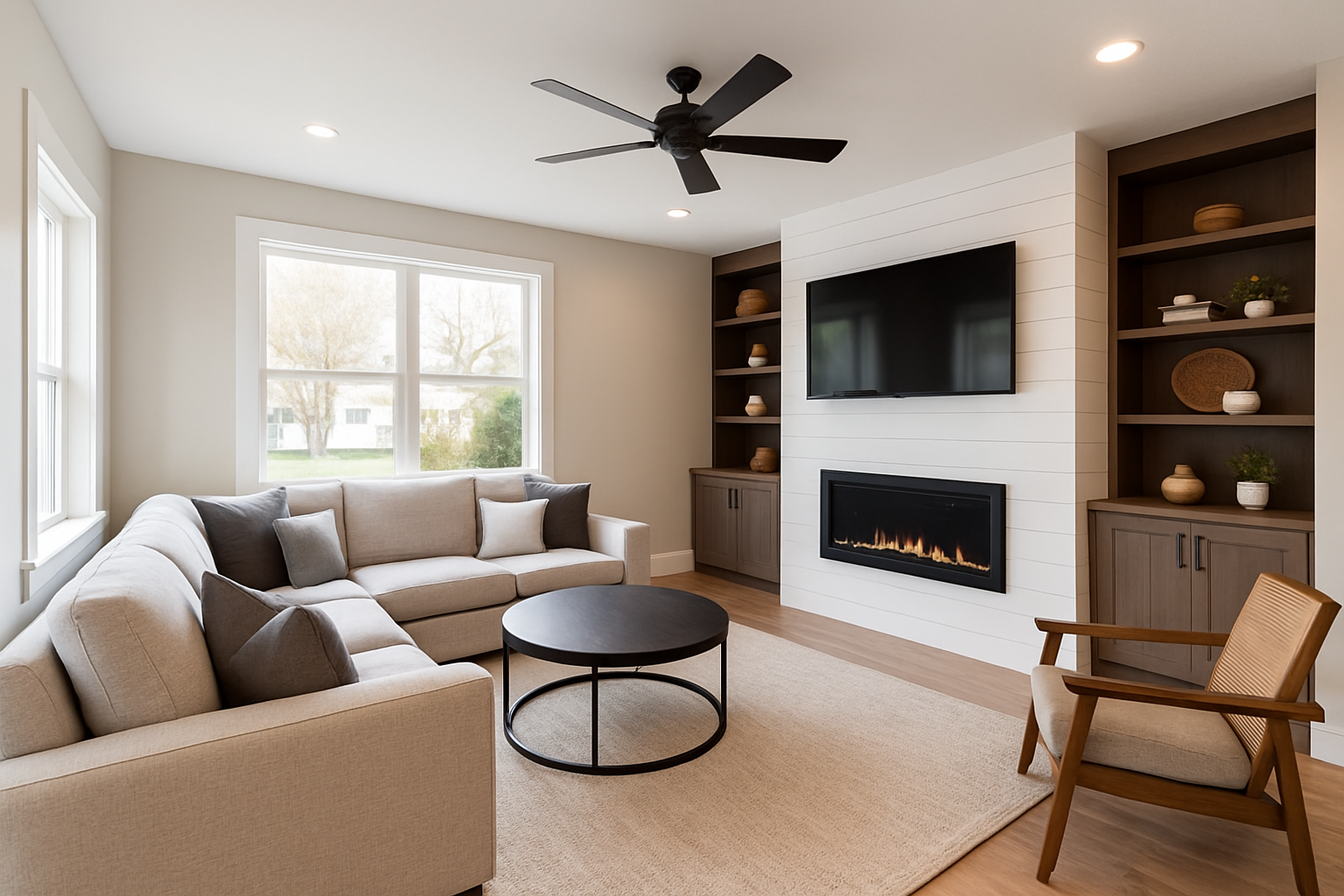Cozy living room remodeling with fireplace in Ogden, Utah