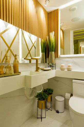 Luxury bathroom remodel with custom vanity, wood accent wall, and modern lighting in Ogden, Utah