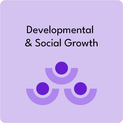 A purple square with the text