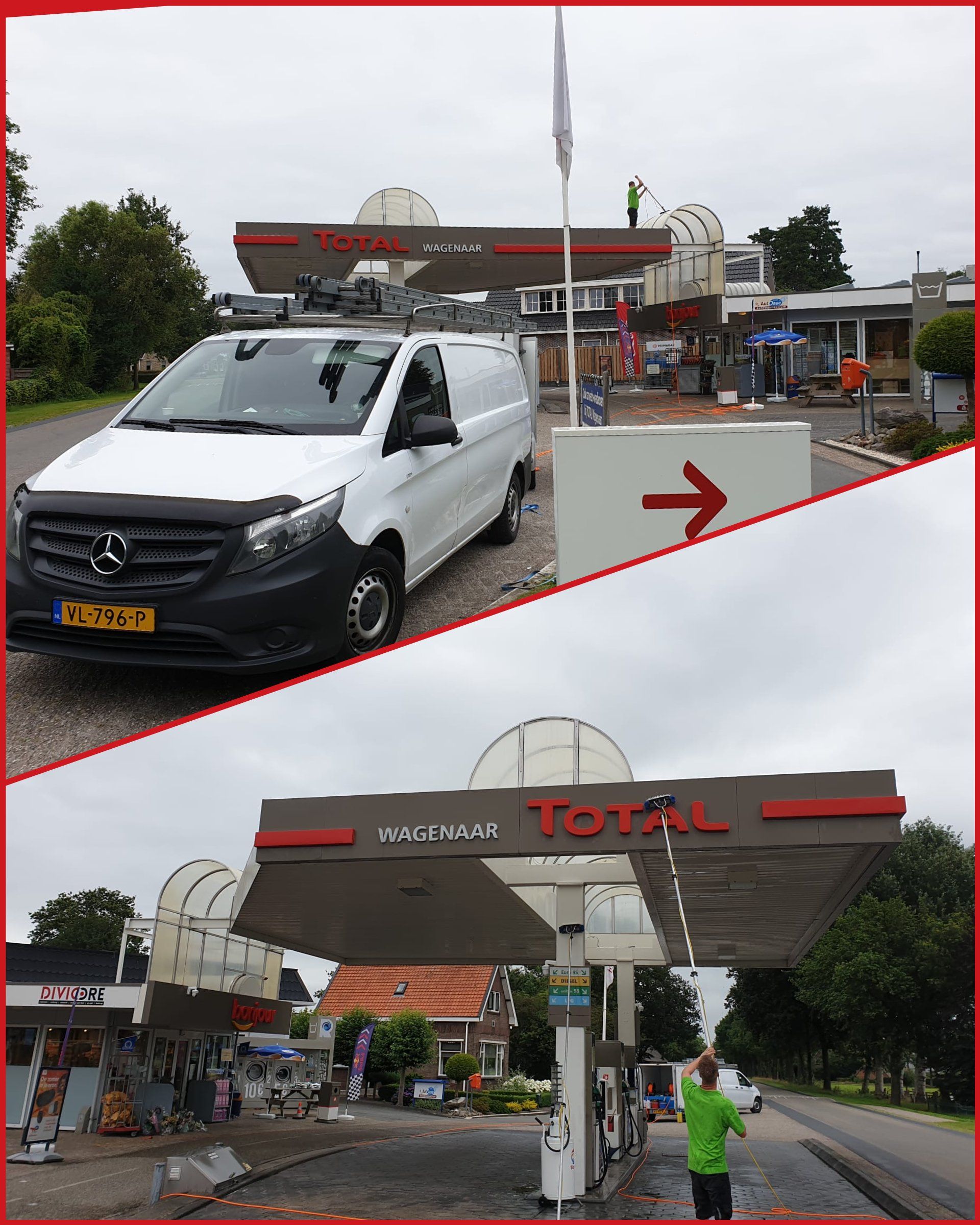 Overkapping reiniging; serre reinigen; tankstation reinigen; bedrijfspand reinigen; JP Schoonmaakbedrijf