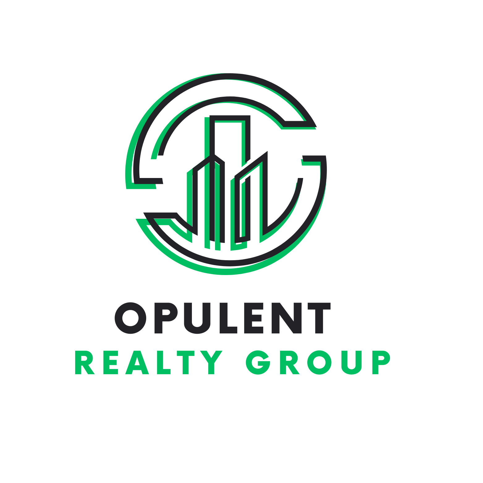 A logo for a real estate company called opulent realty group.