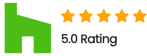 Green logo with five orange stars and the text “5.0 Rating”