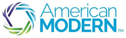 The logo for american modern is blue and green