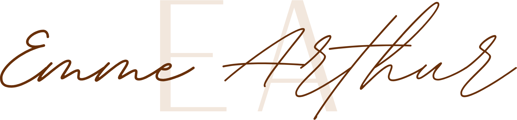 Stylized script logo reading “Emne Arthur” in brown on a light background
