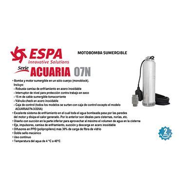 Motobomba sumergible serie acuaria 07N