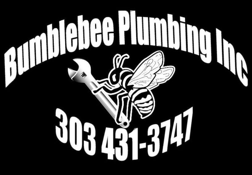 A black and white logo for bumblebee plumbing inc.