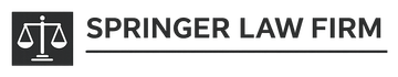 Springer Law Firm logo with scales icon and bold black text on white background