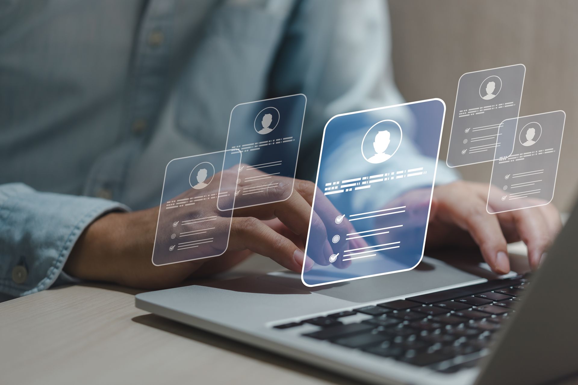 Office worker using digital HR software