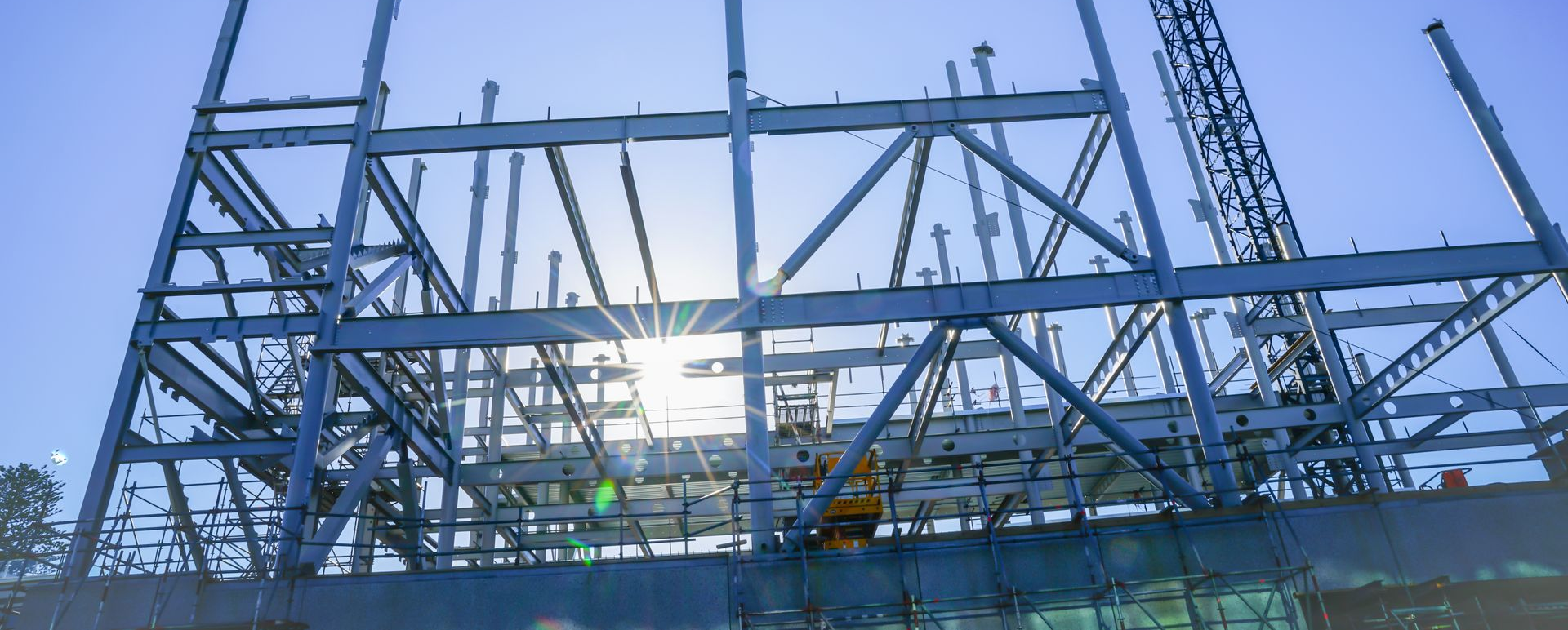 Steel framework of commercial building under construction