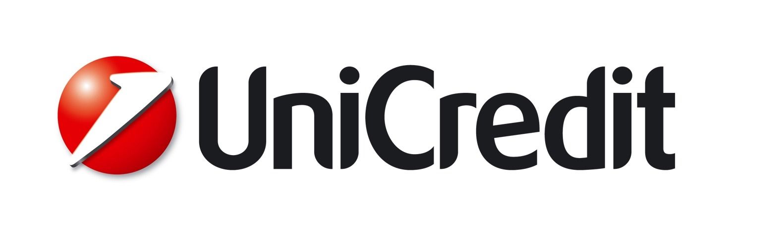 Logo UniCredit con una sfera rossa e una freccia rivolta verso l'alto, accanto al nome dell'azienda in testo nero.
