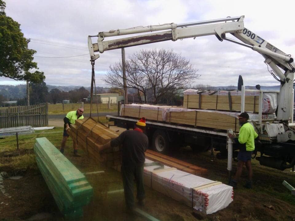 A Truck with A Crane and Workers — Budget Timbers in Casino, NSW