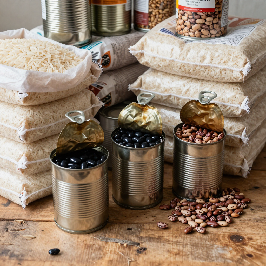Beans Rice and Canned Goods