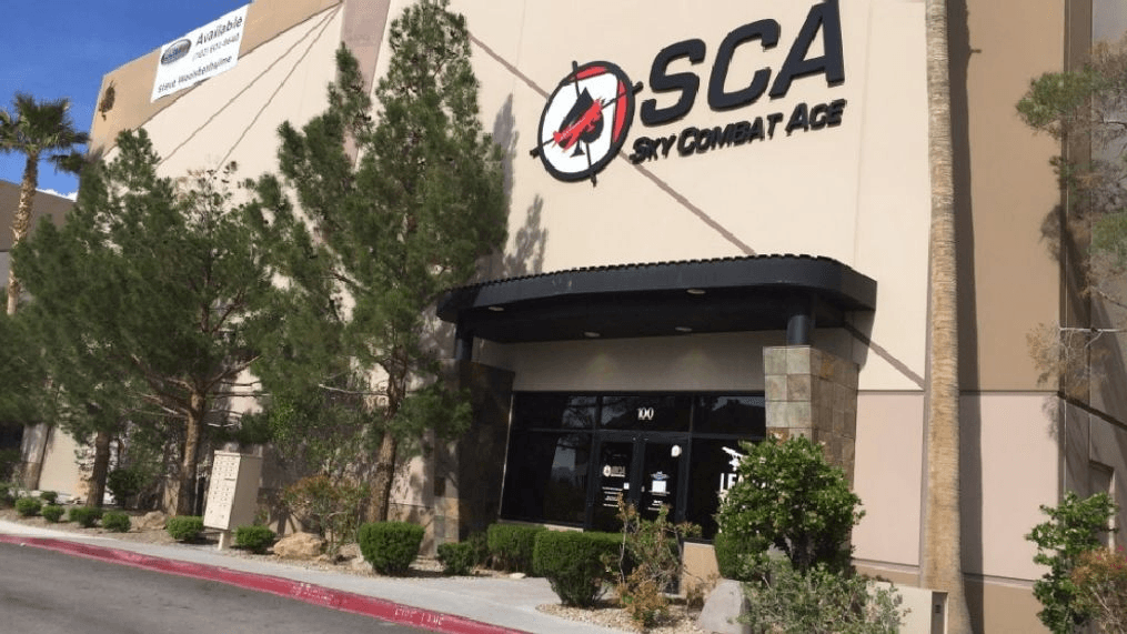 A large building with the word sca on it