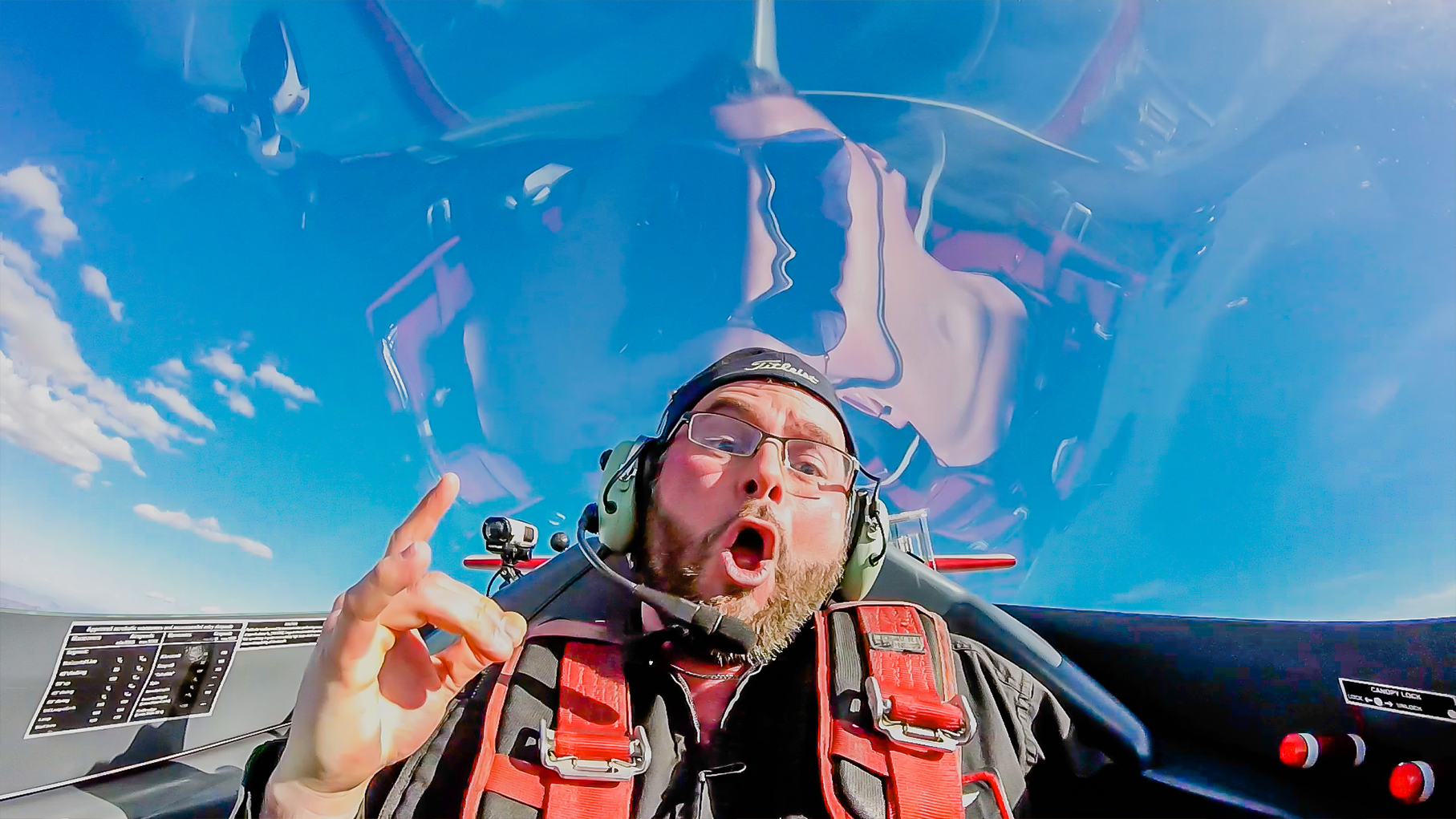 Guest reacting mid-flight, captured by an on-board camera
