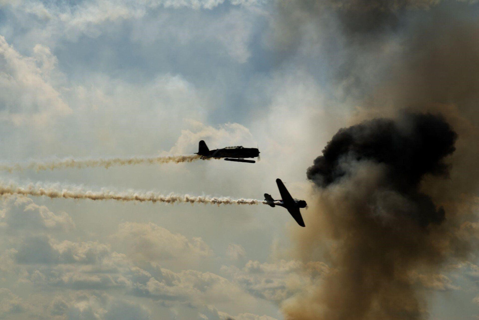 two planes in a dogfight
