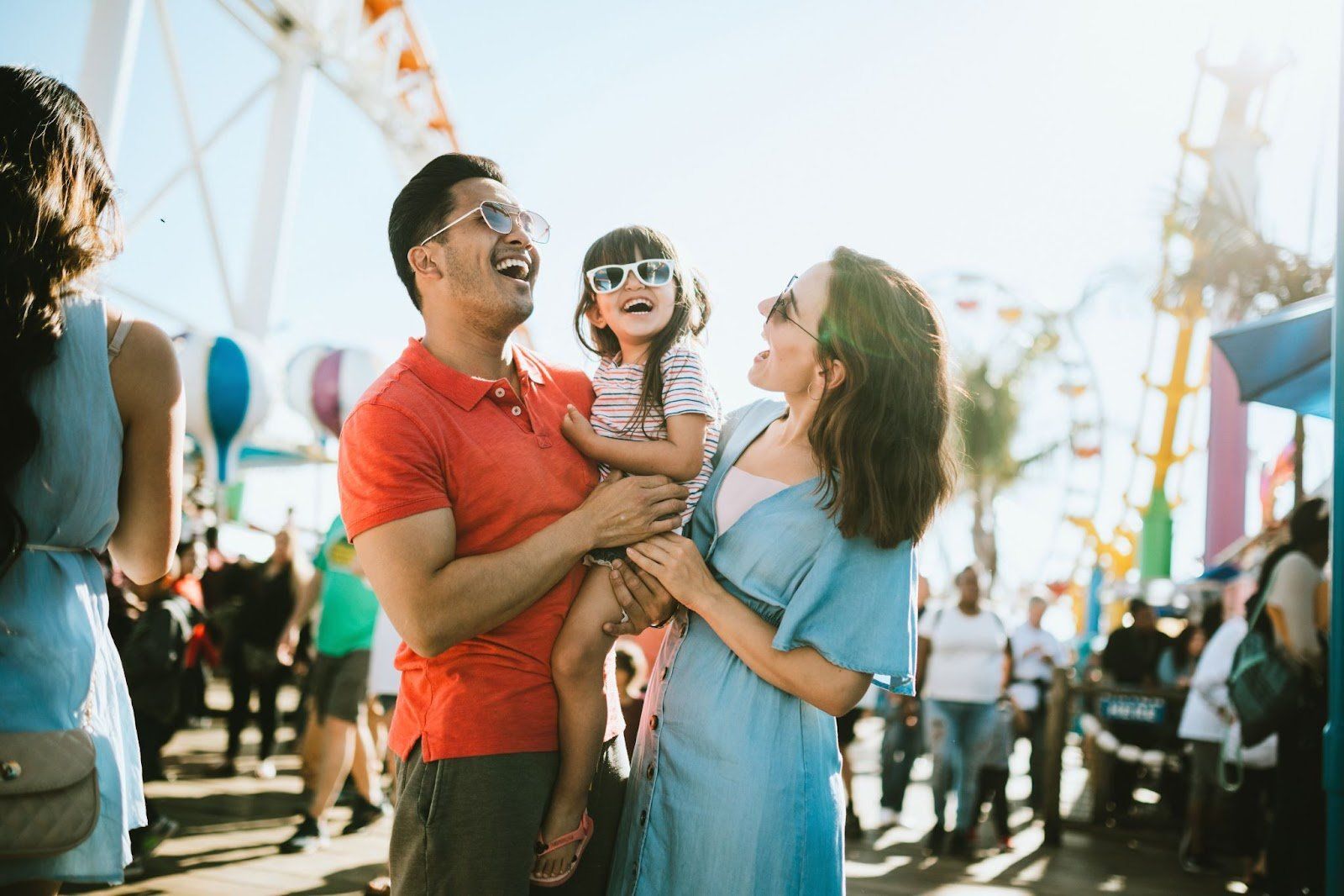 family having fun at a amusement park