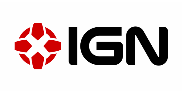 A logo for ign with a red star on a white background