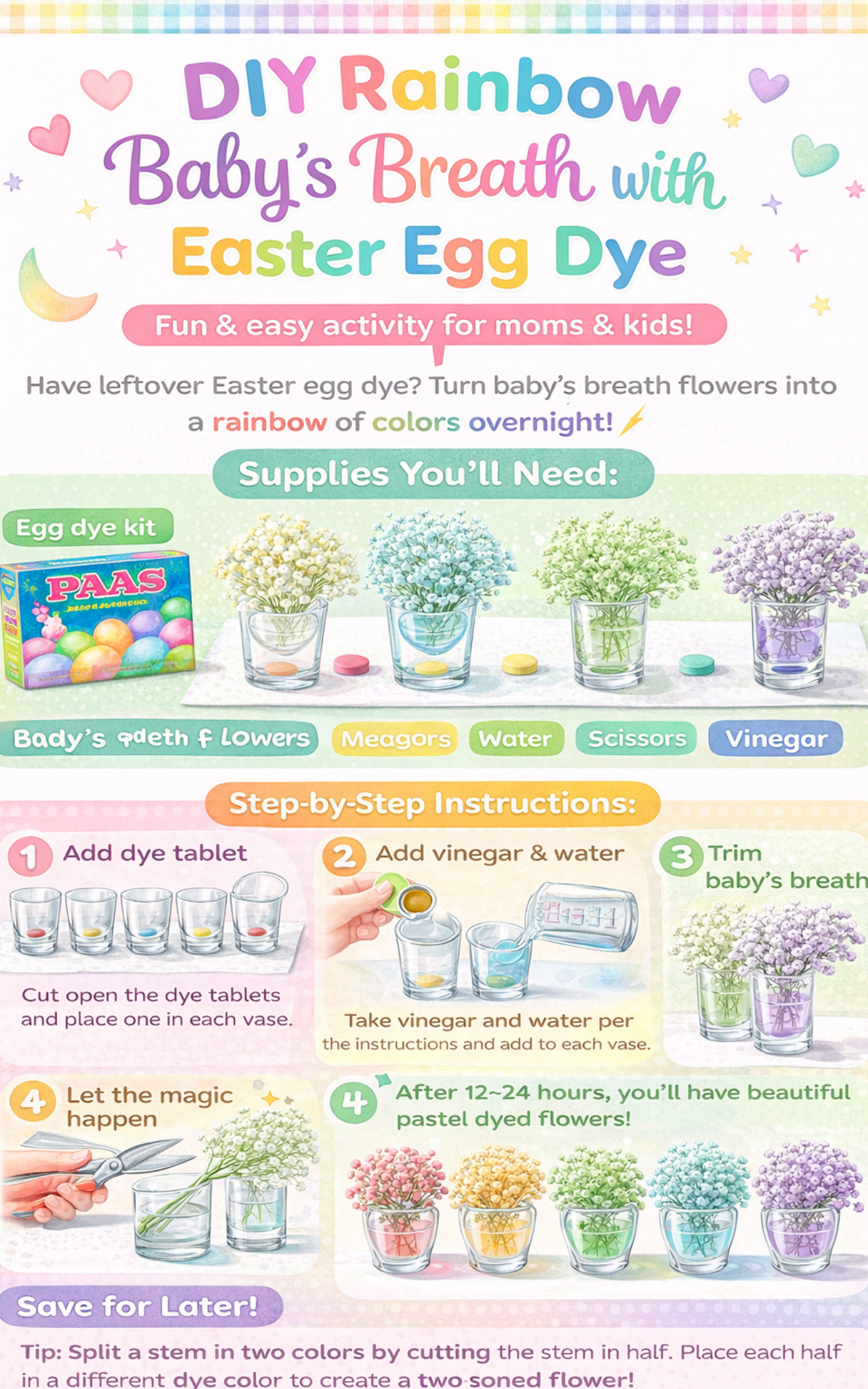 an instruction sheet on how to dye the eggs.