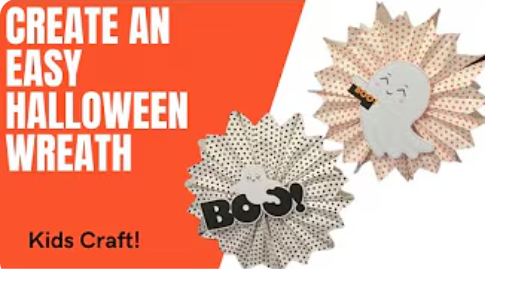 a photo of two halloween wreaths with ghosts on the front.