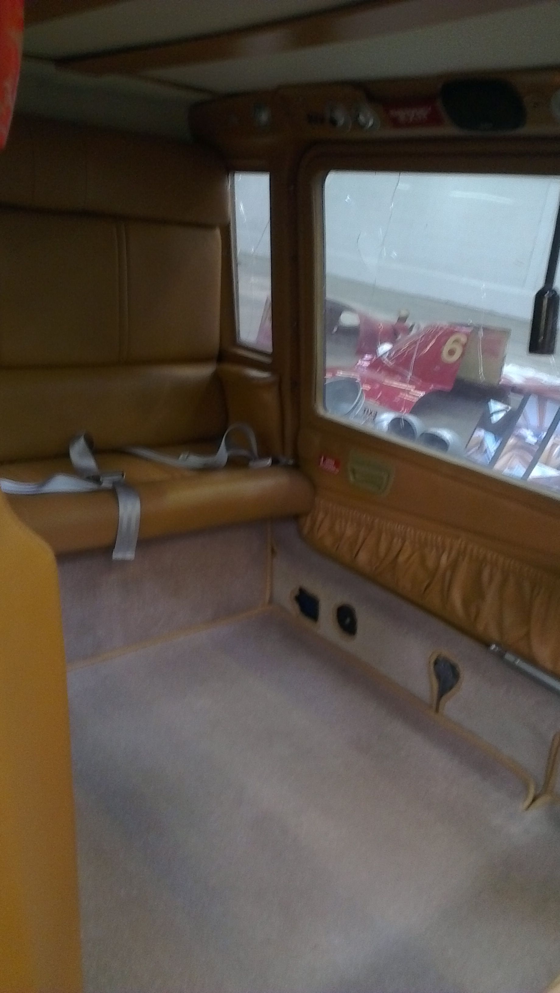 Interior helecopted. upholstered carpet.