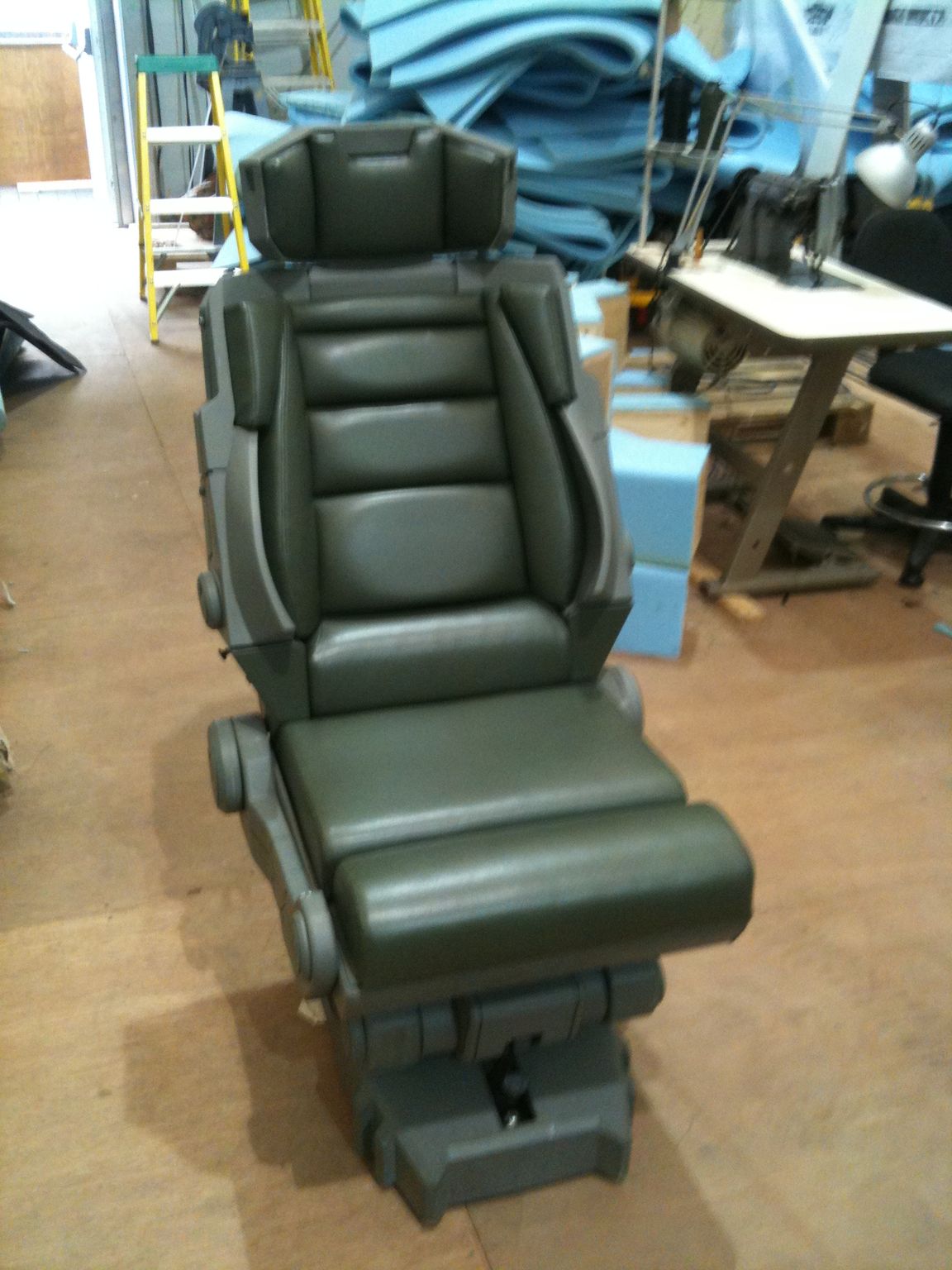 An upholstered chair from the bridge of