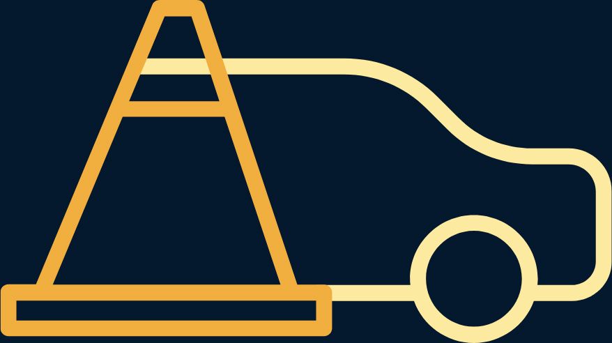 Une icône d'une voiture avec un cône attaché dessus.