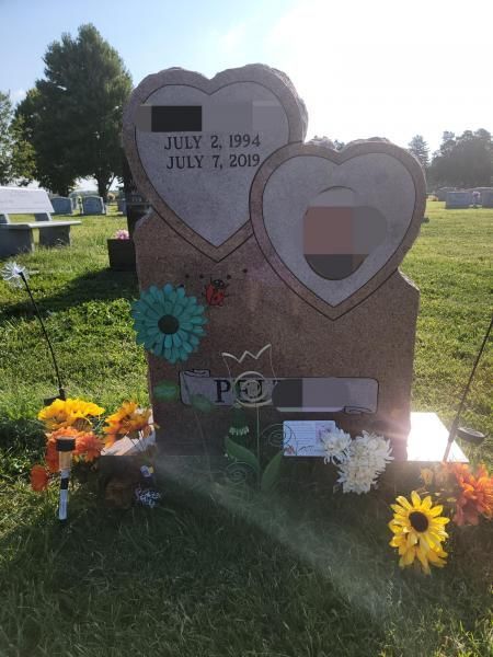 pink heart headstone