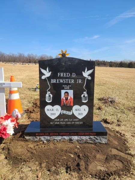 black granite headstone