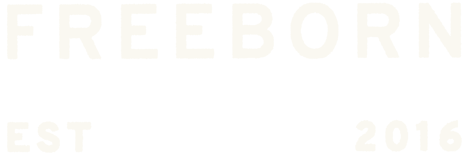 The word freeborn is written in white on a white background.