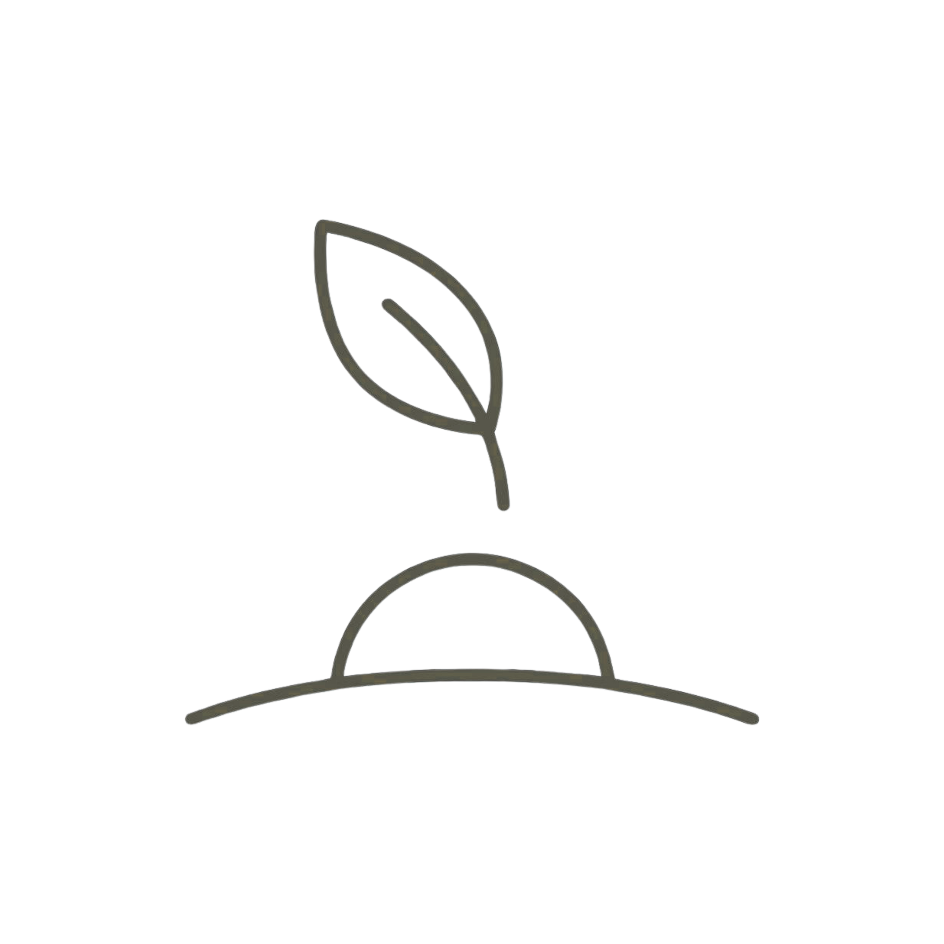 Olive green rainbow arc logo with a heart in the center on a white background