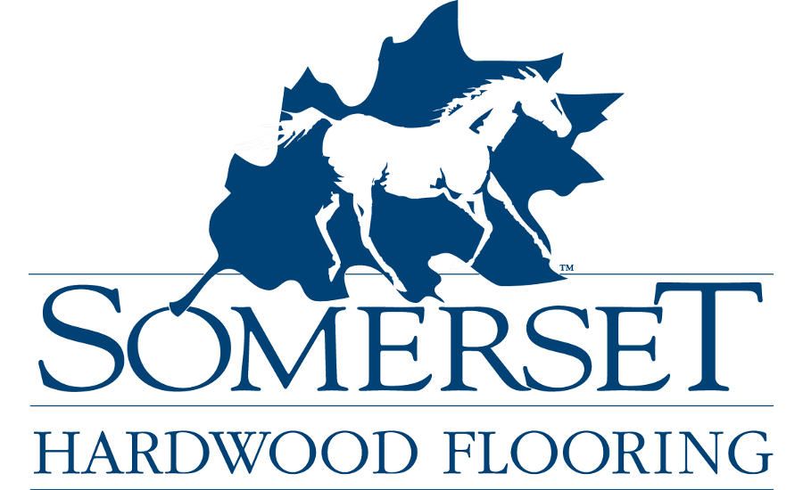 Somerset Hardwood Flooring logo with blue stylized tree and landscape above the company name