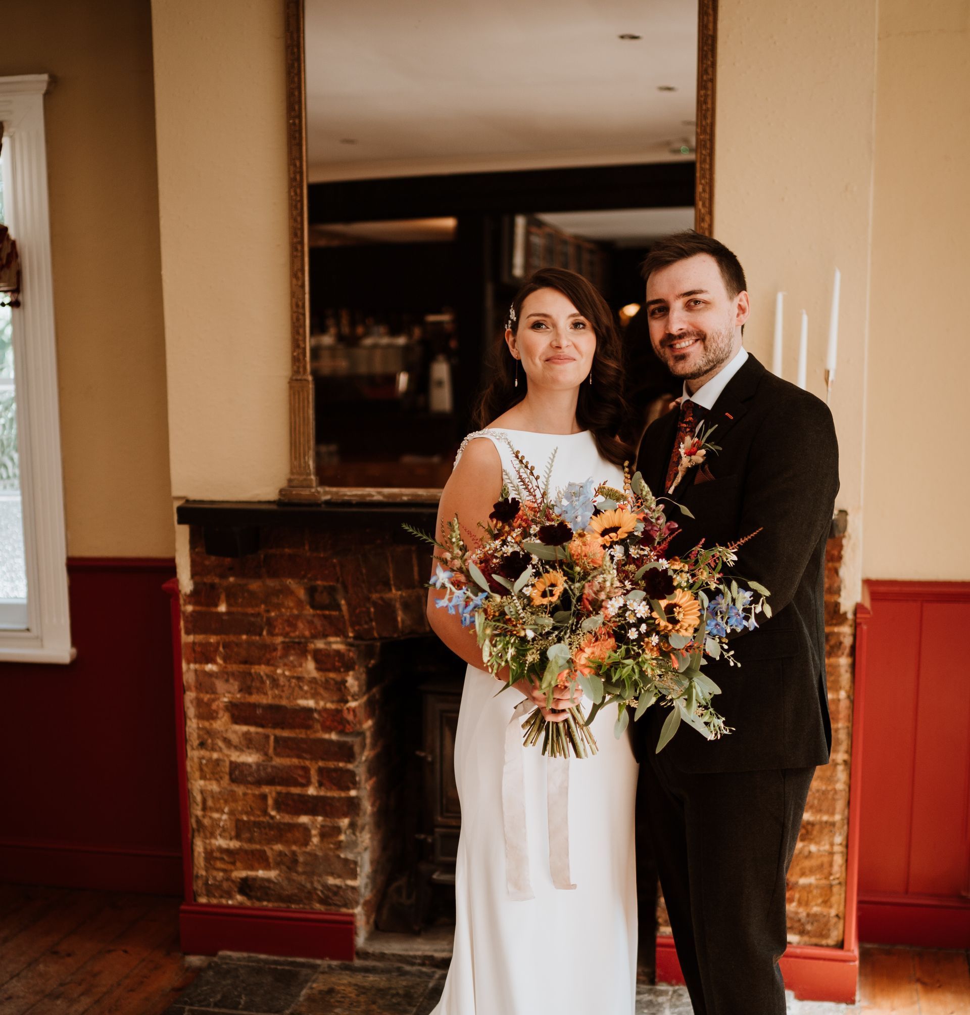 A beautiful photo of the bride and groom in the Bull Hotel