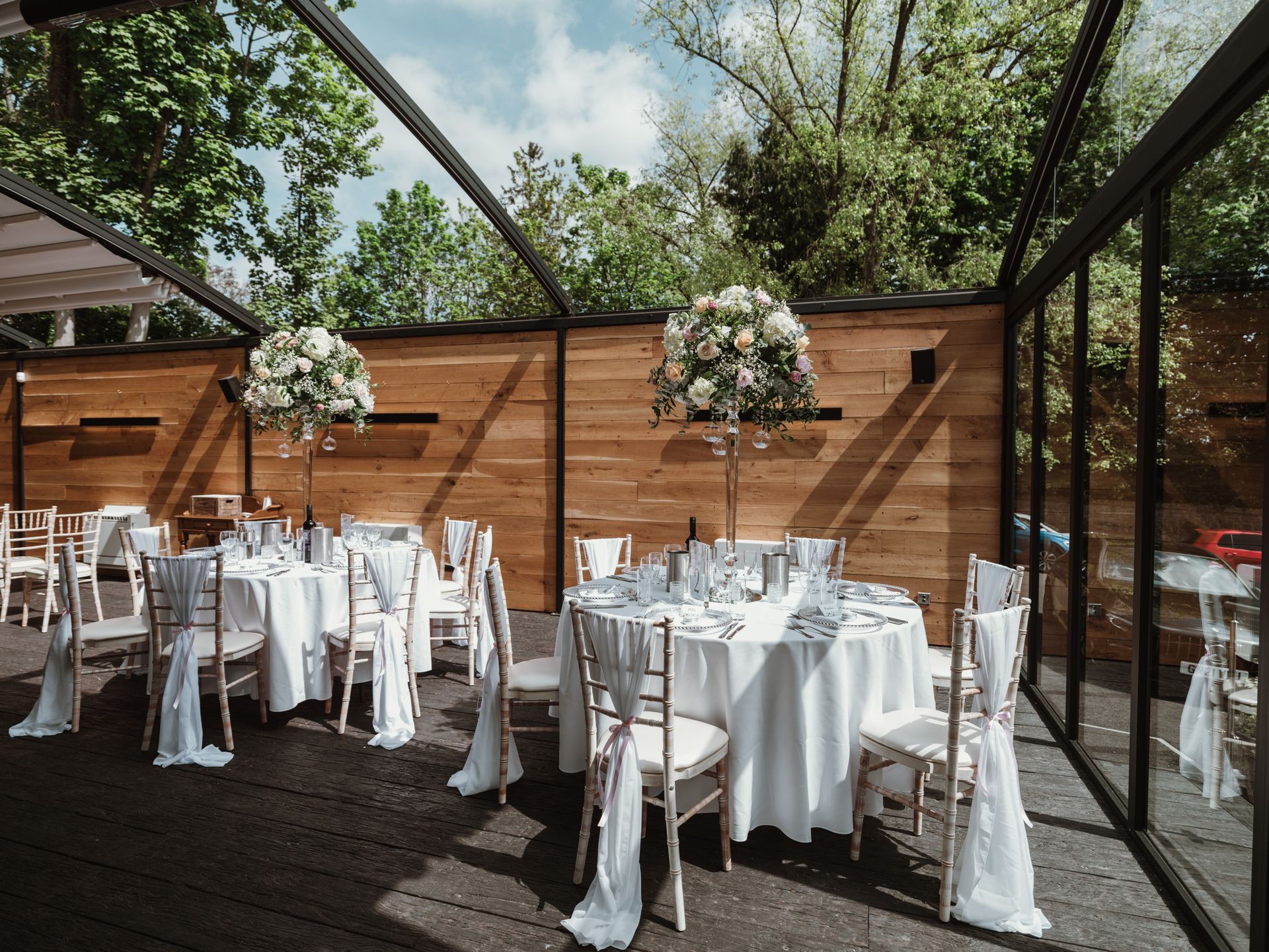 A small wedding set up in The Glasshouse