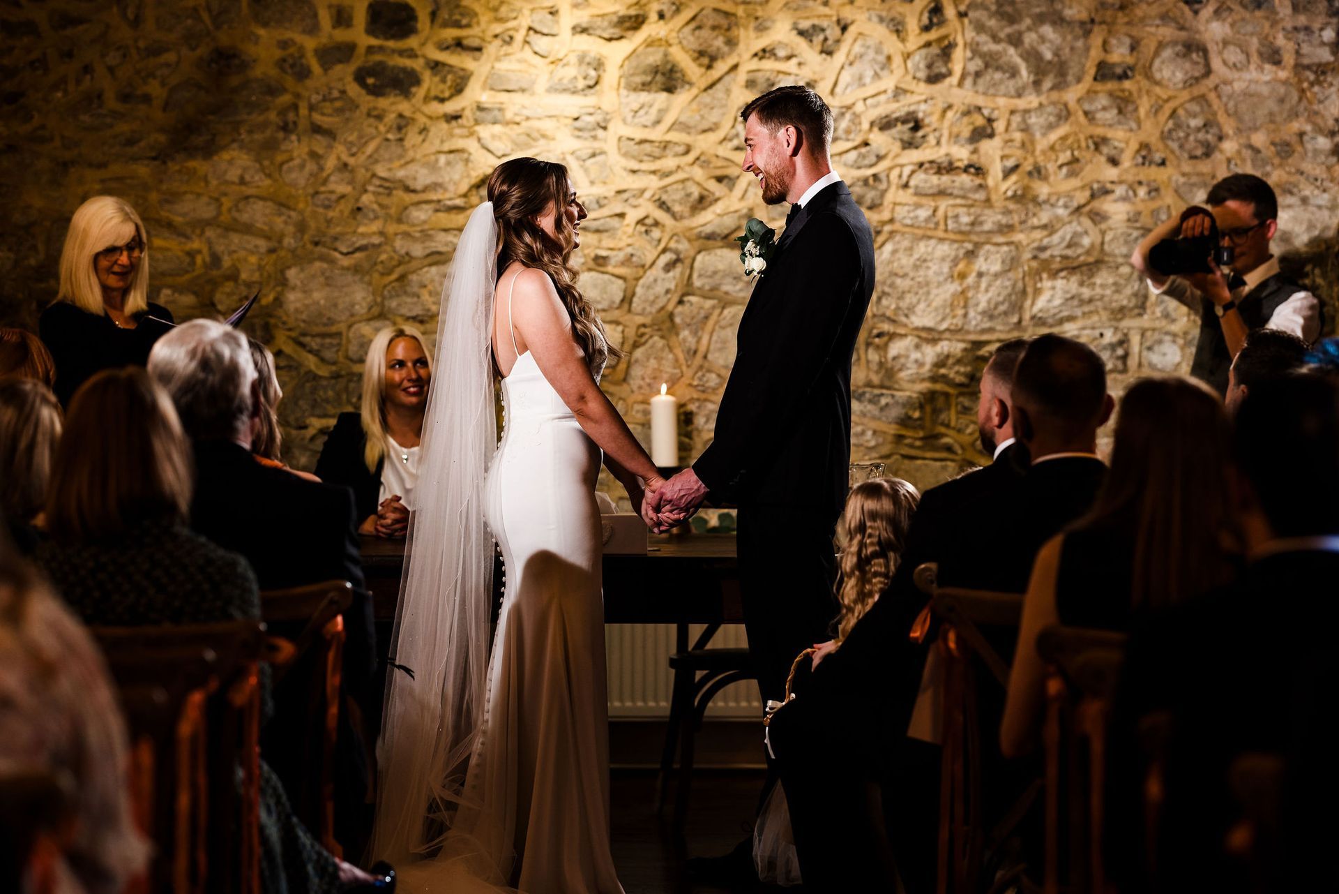 The ceremony in the rustic Buttery barn