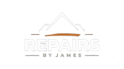 Repairs by James logo with house roof outline and copper accent over white background