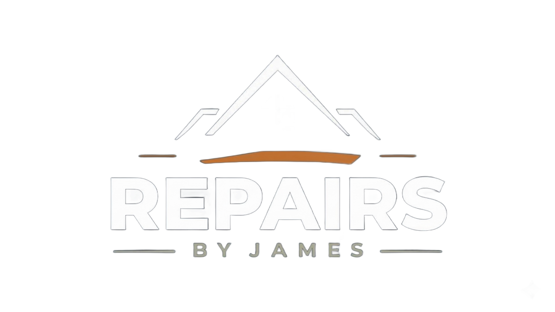 Repairs by James logo with house roof outline and copper accent over white background