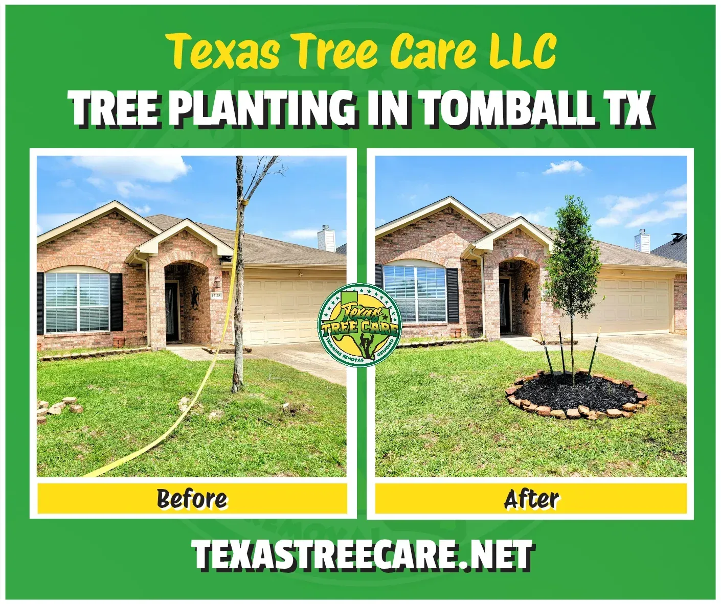 Tomball Tree Removal & Tree Planting - Before and After | Texas Tree Care