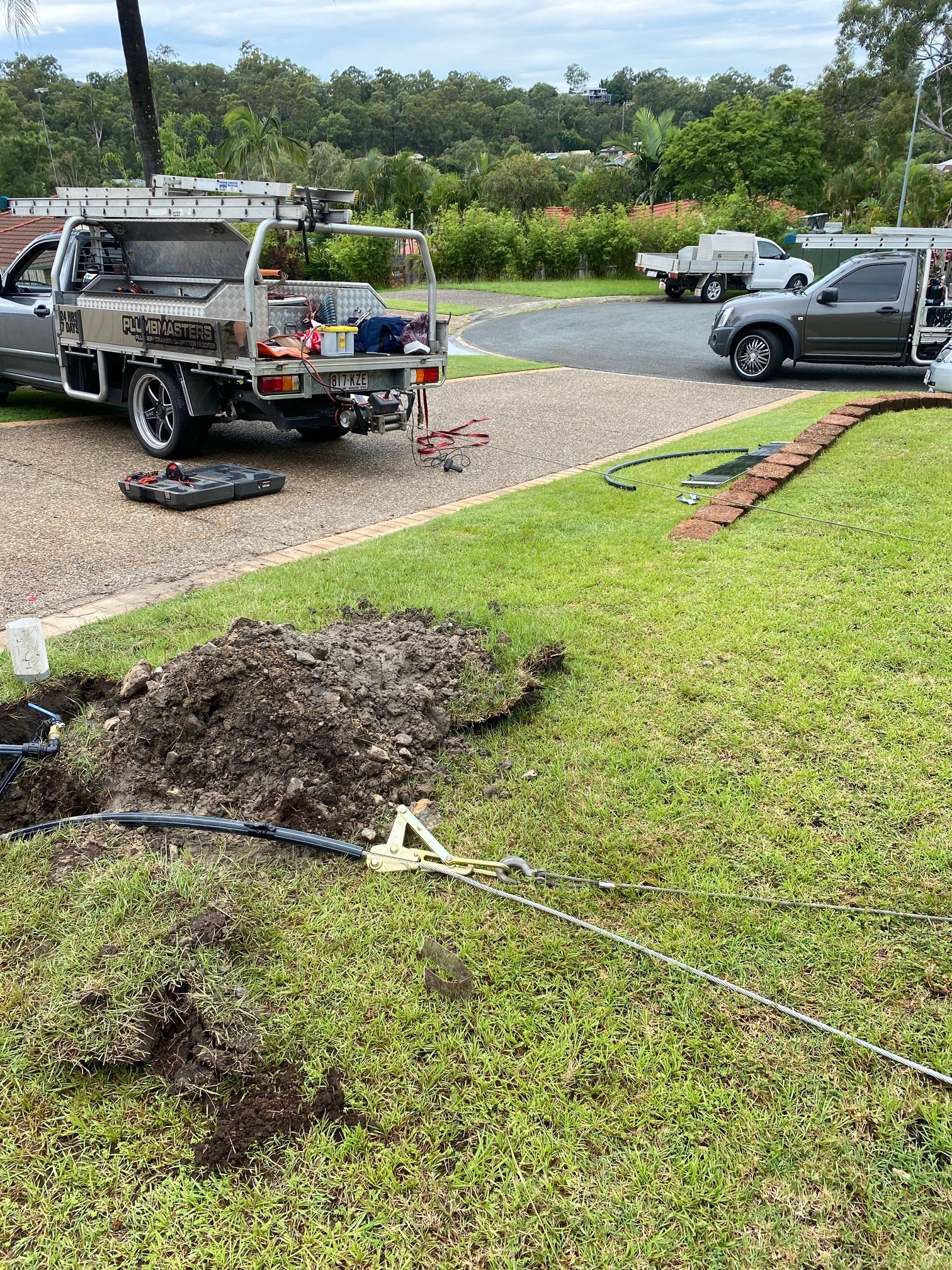 Plumbmasters attending an underground water leak at a Gold Coast property