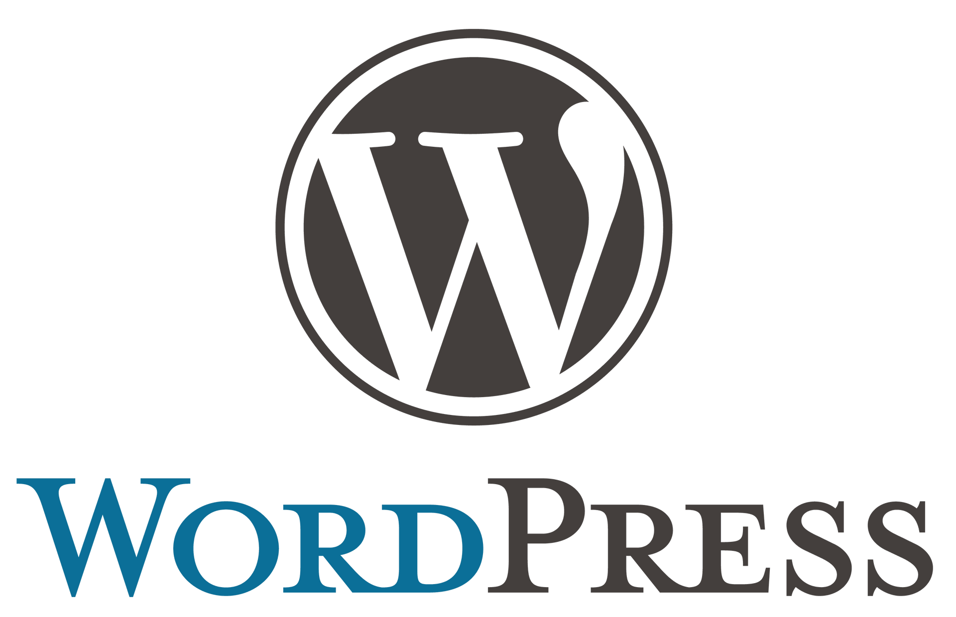 A logo for wordpress is shown on a white background.