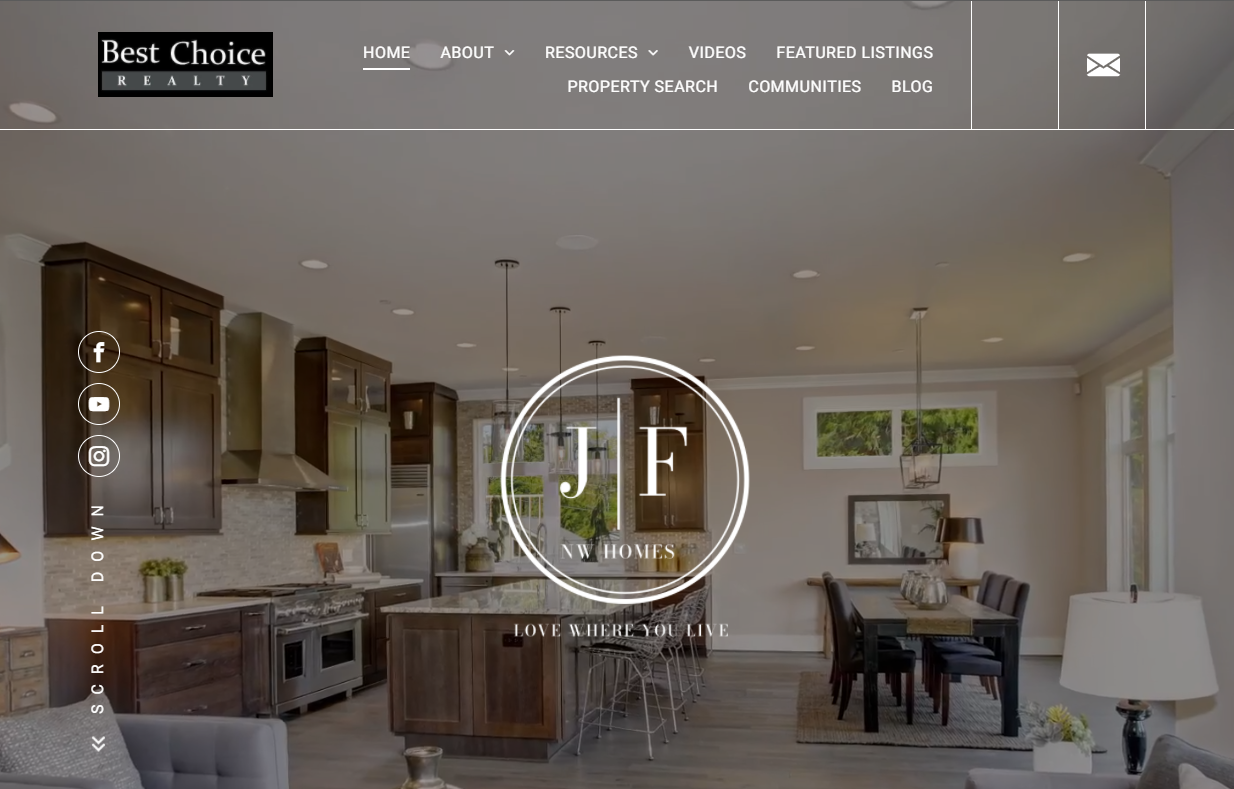 A screenshot of a website showing a kitchen and dining room.