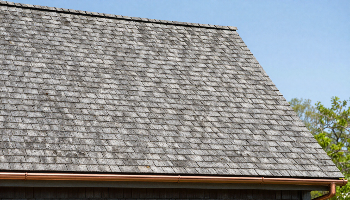Clean roof and gutters on a coastal home